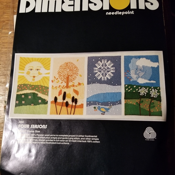 vtg 1977 NEEDLEPOINT KIT 4 seasons PICTURE KIT - Picture 2 of 4